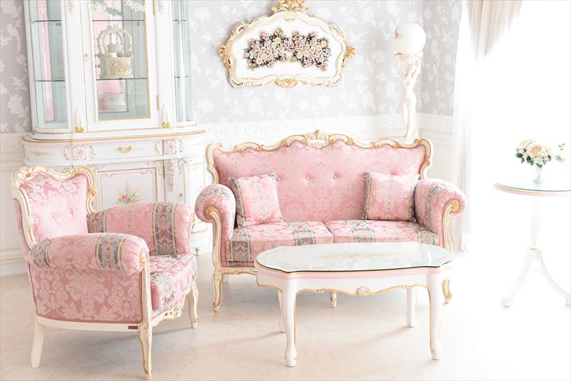 2Pソファ ローザ アンティーク調 猫脚 ROCOCOアントワネット