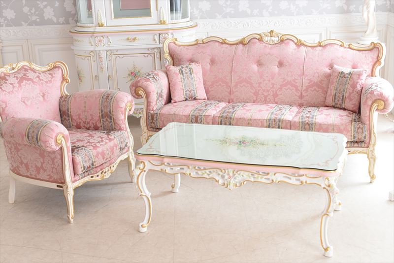 3Pソファローザグランデ アンティーク調 猫脚 ROCOCOアントワネット