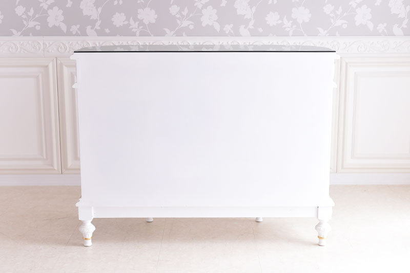 3ドアサイドボード ガラス天板付き アンティーク調 ROCOCOアントワネット