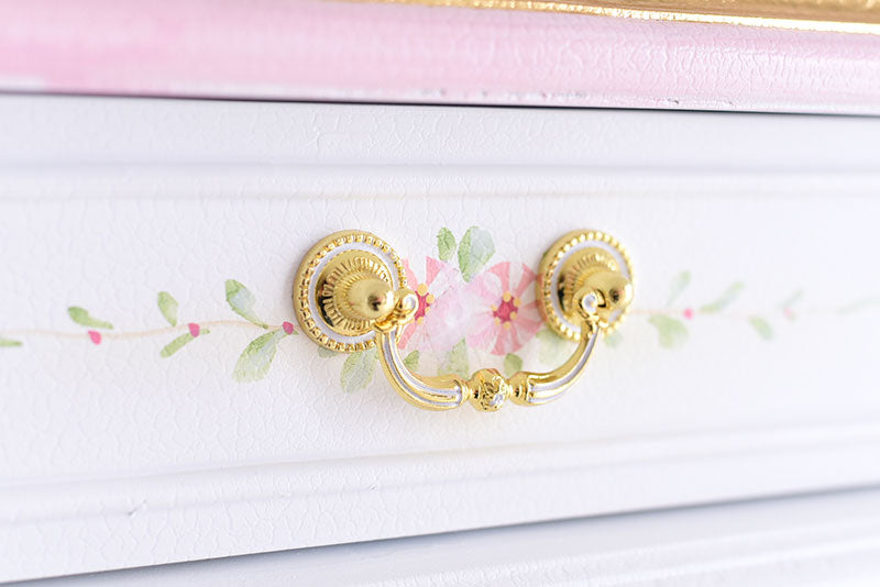 3ドアサイドボード ガラス天板付き アンティーク調 ROCOCOアントワネット