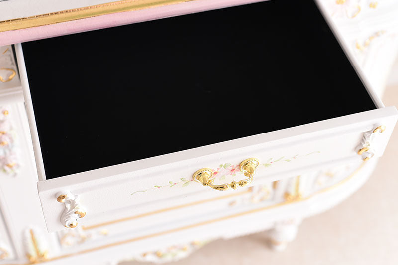 3ドアサイドボード ガラス天板付き アンティーク調 ROCOCOアントワネット