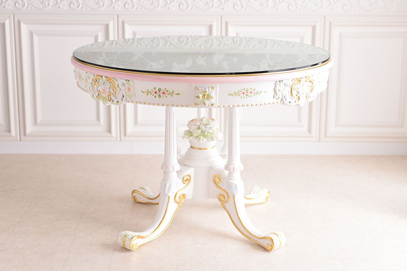 ダイニング5点セット 110Φダイニングテーブル アンティーク調 ROCOCOアントワネット