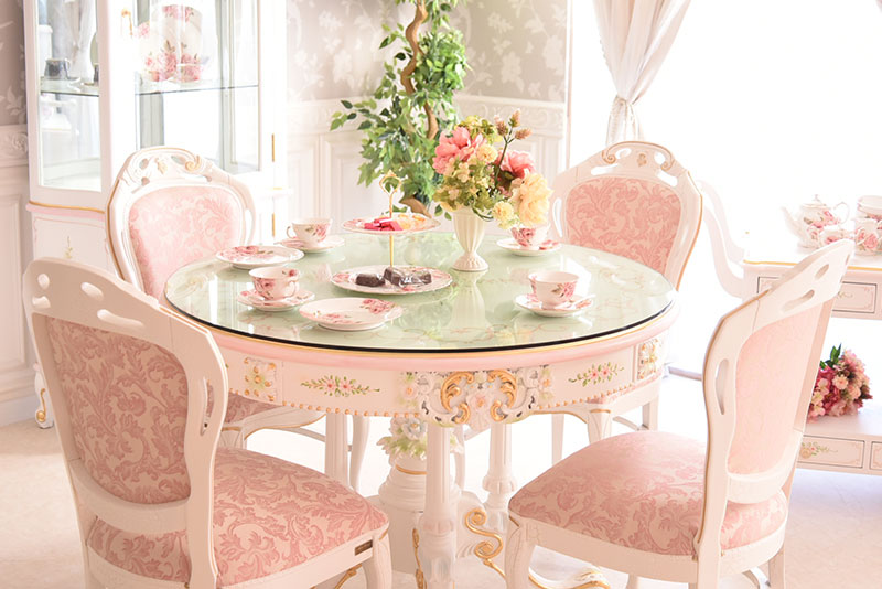 ダイニング5点セット 110Φダイニングテーブル アンティーク調 ROCOCOアントワネット