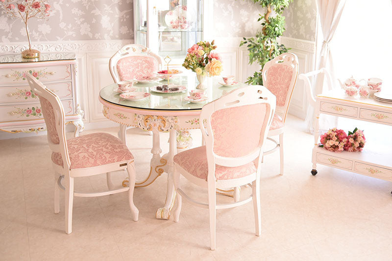 ダイニング5点セット 110Φダイニングテーブル アンティーク調 ROCOCOアントワネット