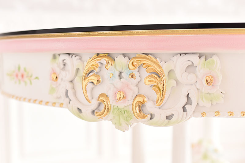 110Φダイニング丸テーブル ガラス天板付き アンティーク調 ROCOCOアントワネット