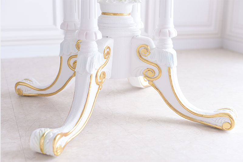 110Φダイニング丸テーブル ガラス天板付き アンティーク調 ROCOCOアントワネット