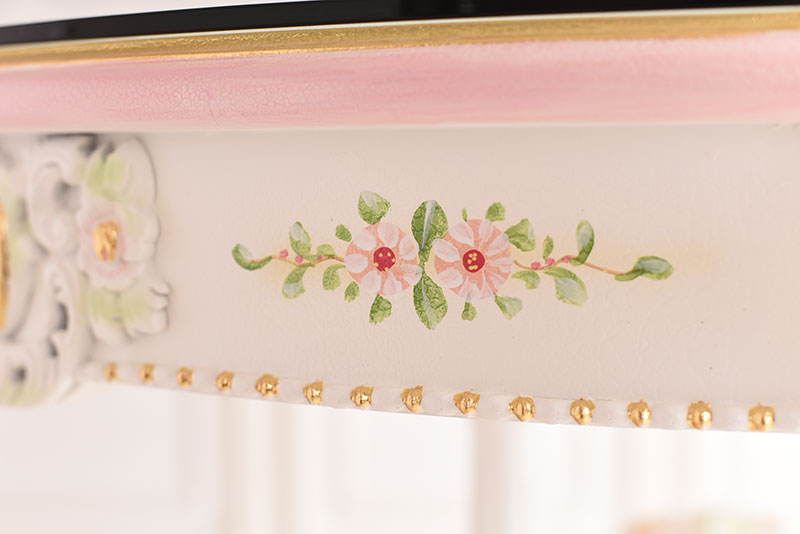 110Φダイニング丸テーブル ガラス天板付き アンティーク調 ROCOCOアントワネット