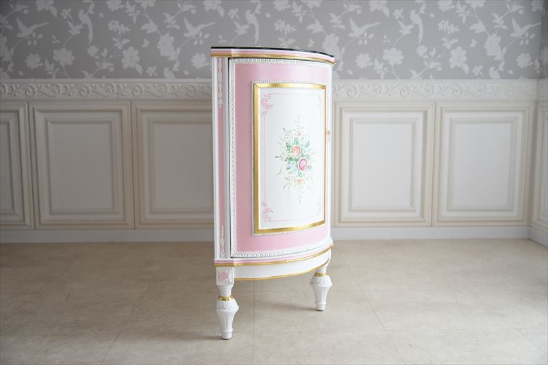 グランデサイドボード ガラス天板付き アンティーク調 ROCOCOアントワネット