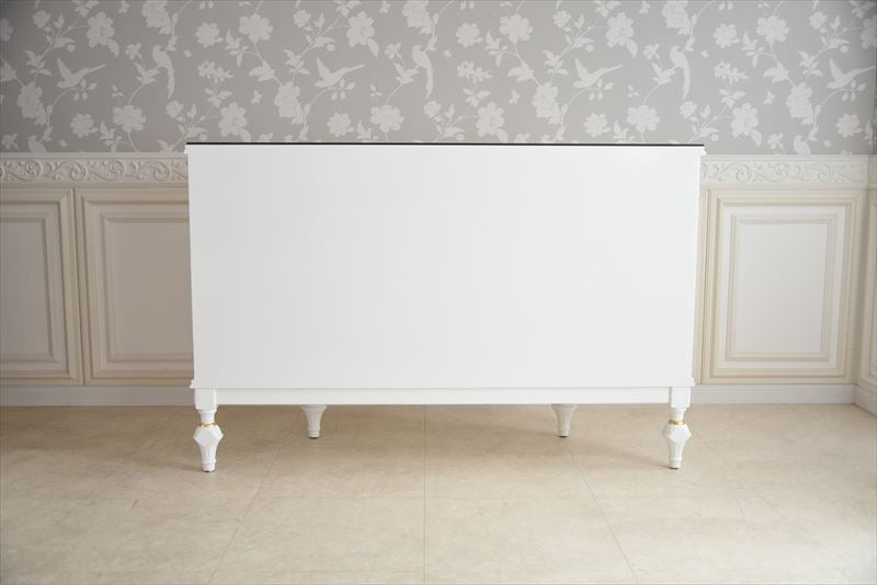 グランデサイドボード ガラス天板付き アンティーク調 ROCOCOアントワネット