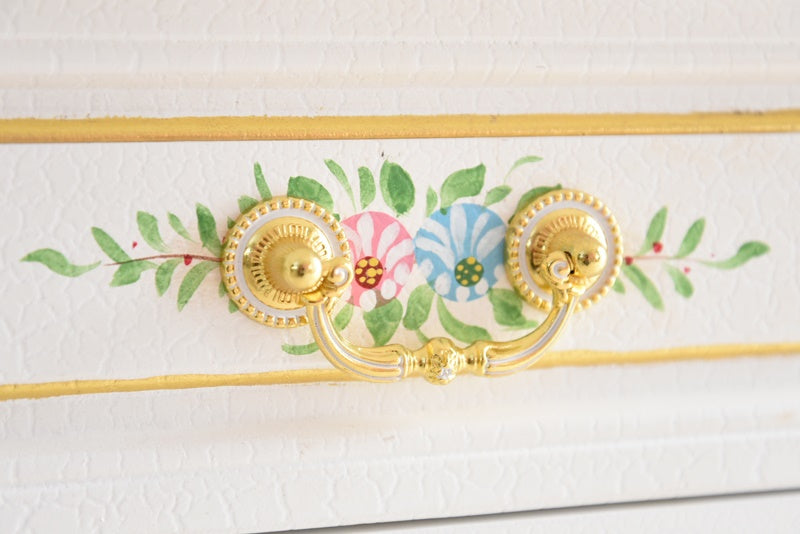 ナイトテーブル ガラス天板付き アンティーク調 ROCOCOアントワネット