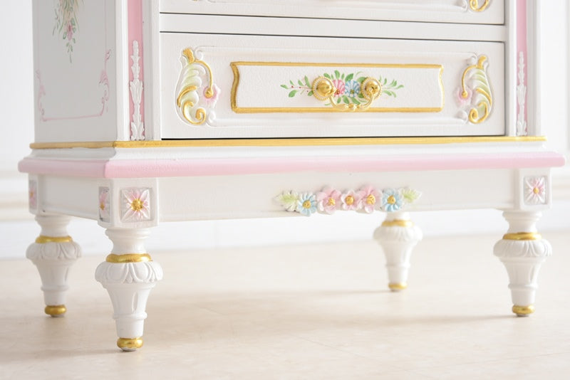 ナイトテーブル ガラス天板付き アンティーク調 ROCOCOアントワネット