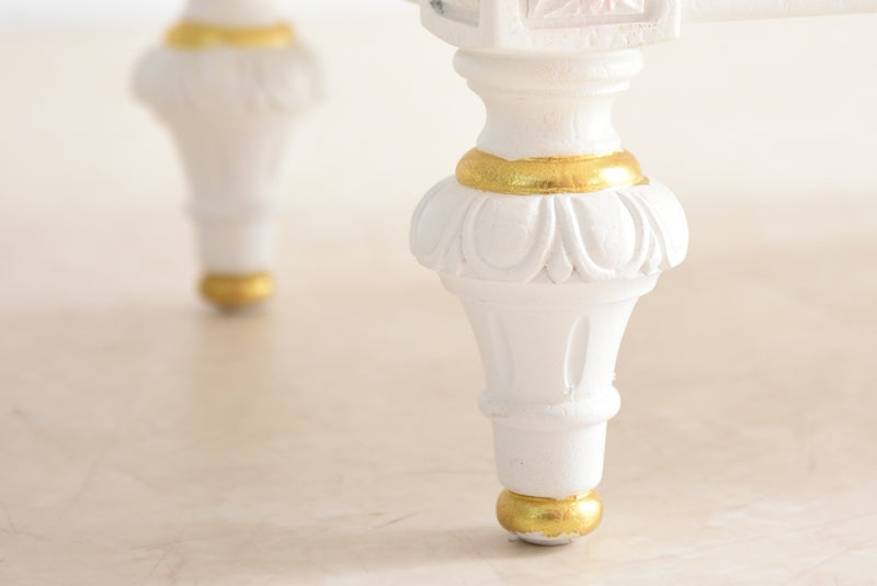 ナイトテーブル ガラス天板付き アンティーク調 ROCOCOアントワネット