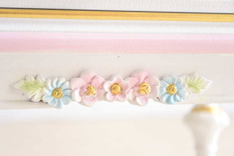 ナイトテーブル ガラス天板付き アンティーク調 ROCOCOアントワネット