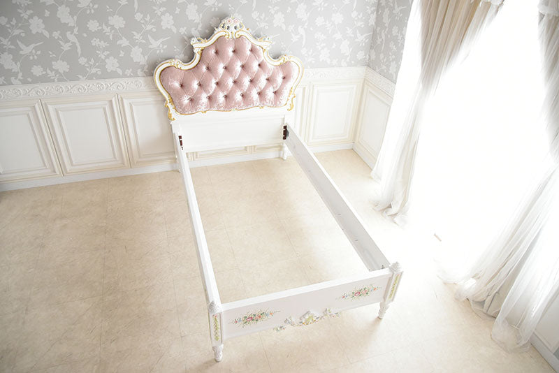 宮廷のシングルベッド PINK LINE アンティーク調 ROCOCOアントワネット
