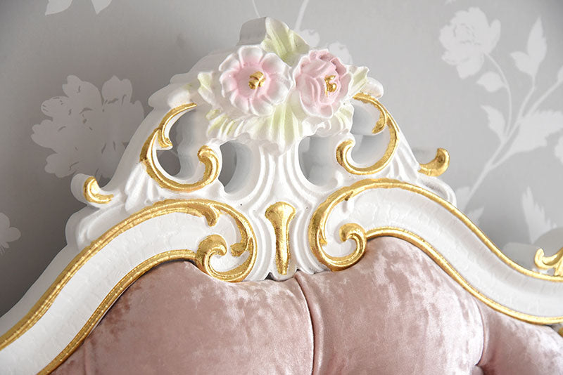 宮廷のシングルベッド PINK LINE アンティーク調 ROCOCOアントワネット