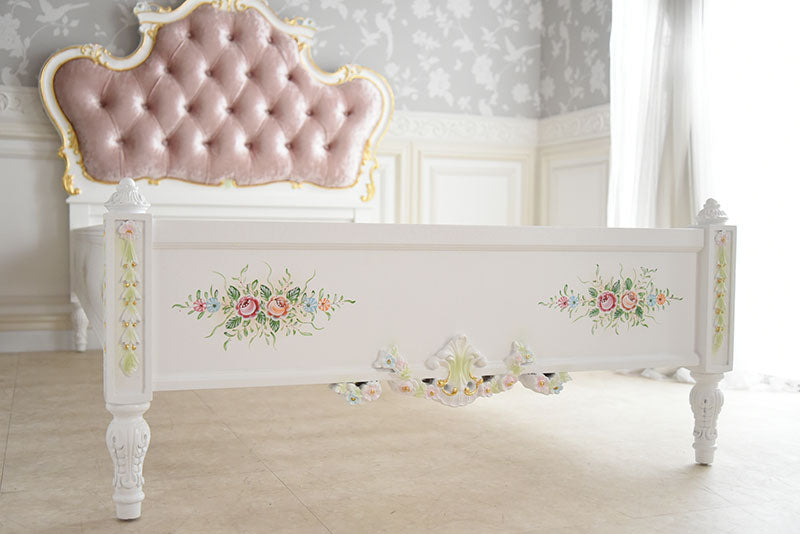 宮廷のシングルベッド PINK LINE アンティーク調 ROCOCOアントワネット