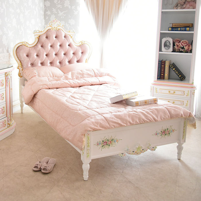宮廷のシングルベッド PINK LINE アンティーク調 ROCOCOアントワネット