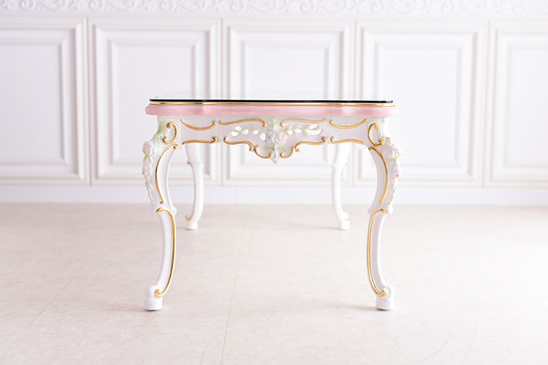 センターテーブル ガラス天板付き アンティーク調 ROCOCOアントワネット