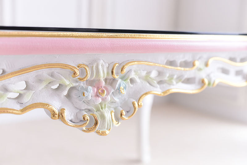 センターテーブル ガラス天板付き アンティーク調 ROCOCOアントワネット