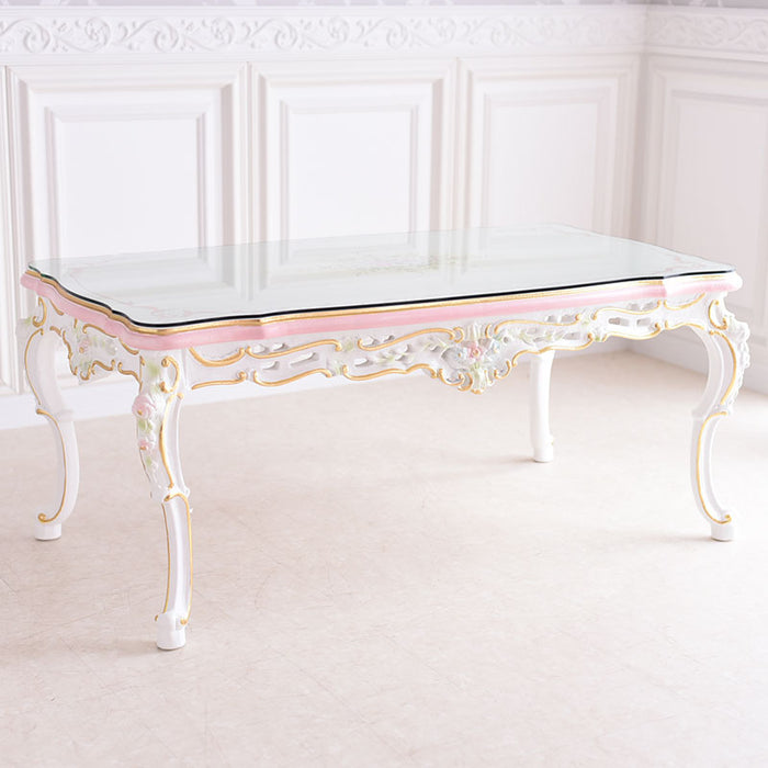 センターテーブル ガラス天板付き アンティーク調 ROCOCOアントワネット