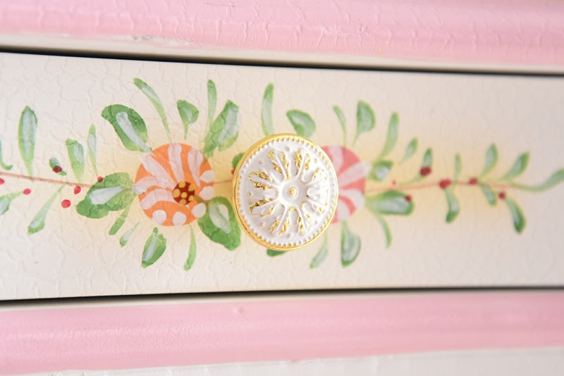 新型ドレッサー スツール・ガラス天板付き アンティーク調 ROCOCOアントワネット