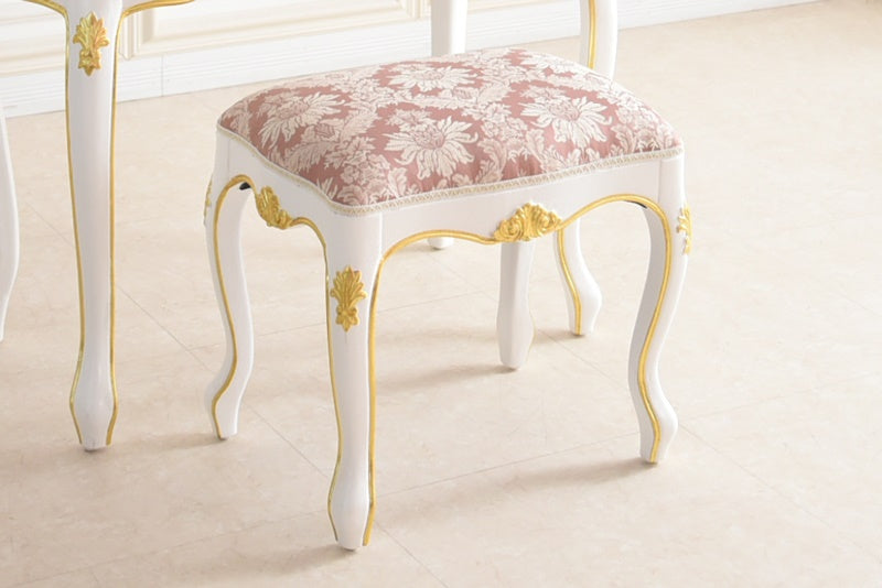 新型ドレッサー スツール・ガラス天板付き アンティーク調 ROCOCOアントワネット