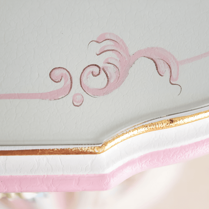 3ドアサイドボード 引出タイプ グランデチェスト ガラス天板付き アンティーク調 ROCOCOアントワネット