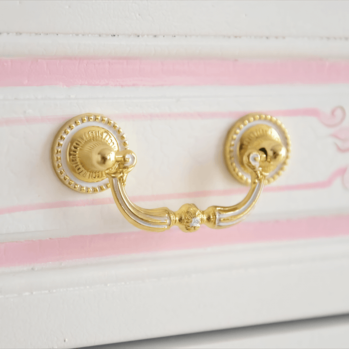 3ドアサイドボード 引出タイプ グランデチェスト ガラス天板付き アンティーク調 ROCOCOアントワネット