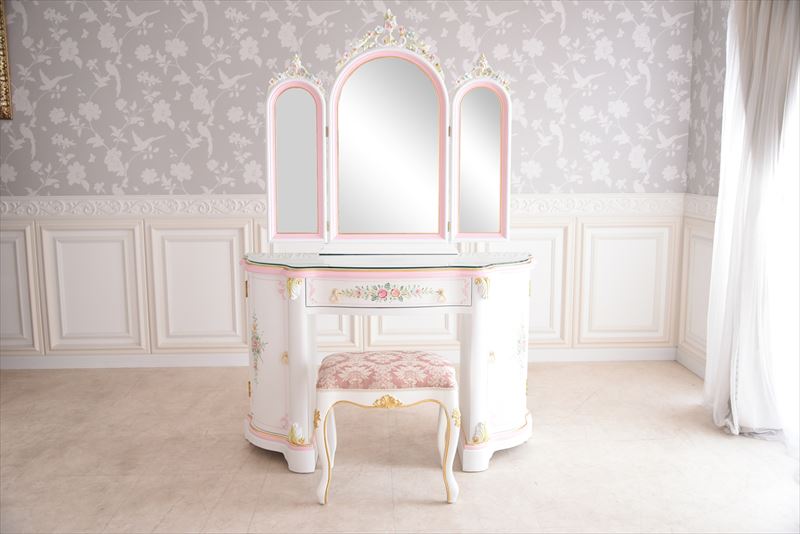 ラグジュアリー プリンセス宮殿のドレッサー スツール付き アンティーク調 ROCOCOアントワネット