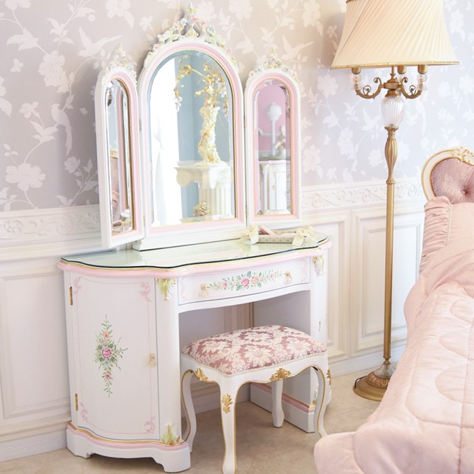 ラグジュアリー プリンセス宮殿のドレッサー スツール付き アンティーク調 ROCOCOアントワネット