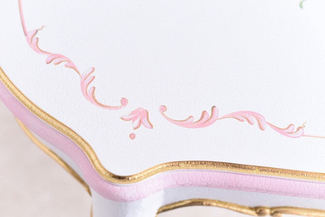 センターテーブル Rフォルム ガラス天板付き アンティーク調 ROCOCOアントワネット