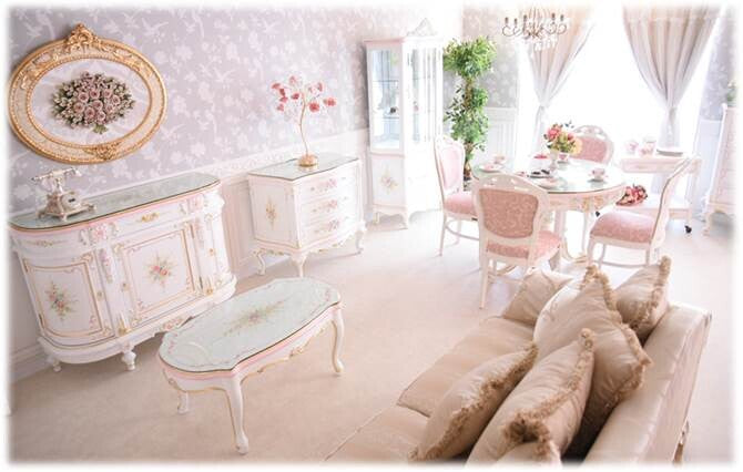 センターテーブル Rフォルム ガラス天板付き アンティーク調 ROCOCOアントワネット