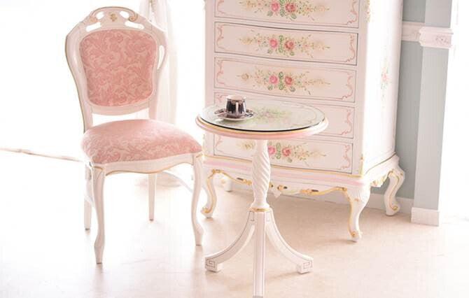 コーヒーテーブル ガラス天板付き アンティーク調 ROCOCOアントワネット