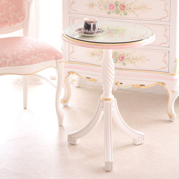 コーヒーテーブル ガラス天板付き アンティーク調 ROCOCOアントワネット