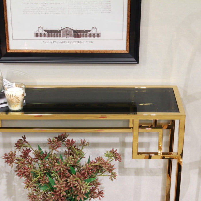 ガラス×大理石 コンソールテーブル ゴールド