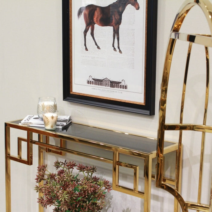 ガラス×大理石 コンソールテーブル ゴールド