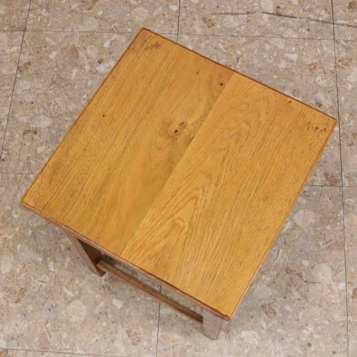 ヴィンテージ イギリス製 ウッドスツール 編み込みシェルフ付