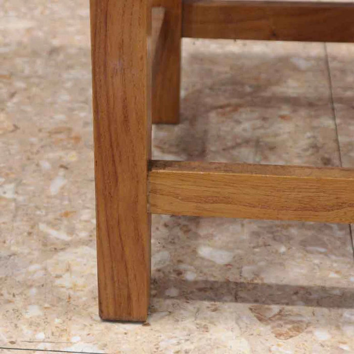 ヴィンテージ イギリス製 ウッドスツール 編み込みシェルフ付