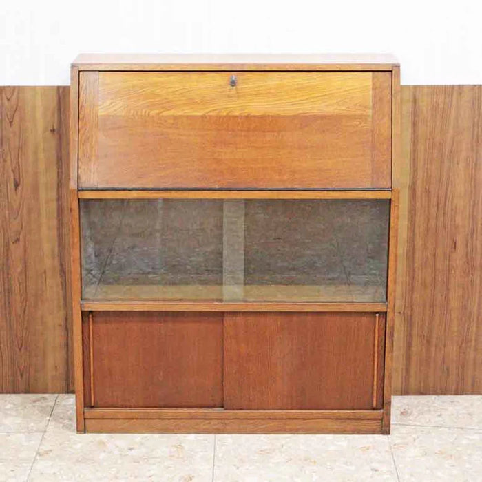 ヴィンテージ イギリス製 ライティングビューロー / ガラスブックシェルフ