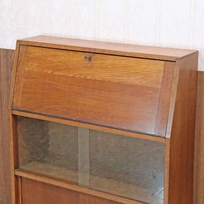 ヴィンテージ イギリス製 ライティングビューロー / ガラスブックシェルフ