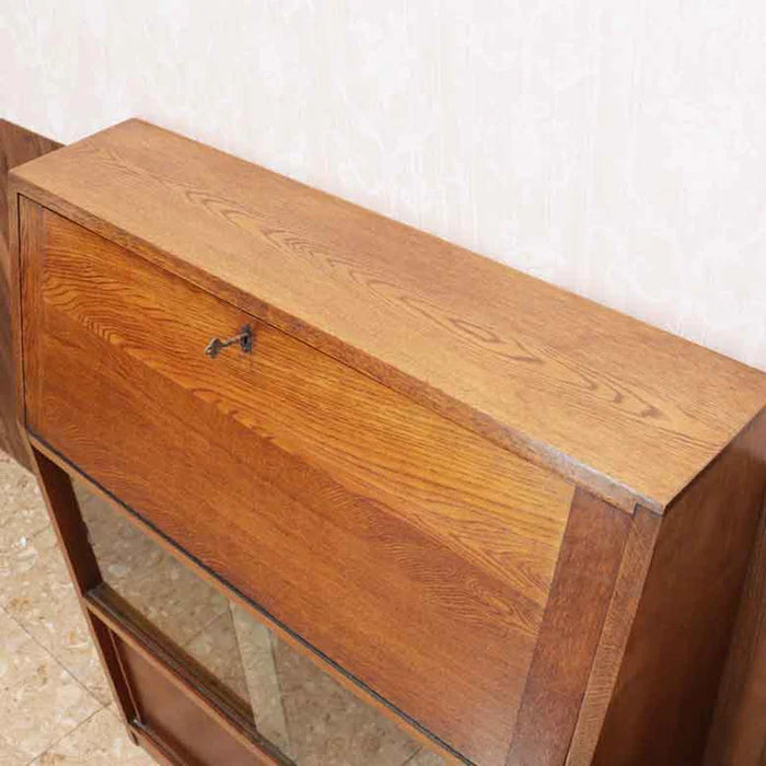 ヴィンテージ イギリス製 ライティングビューロー / ガラスブックシェルフ