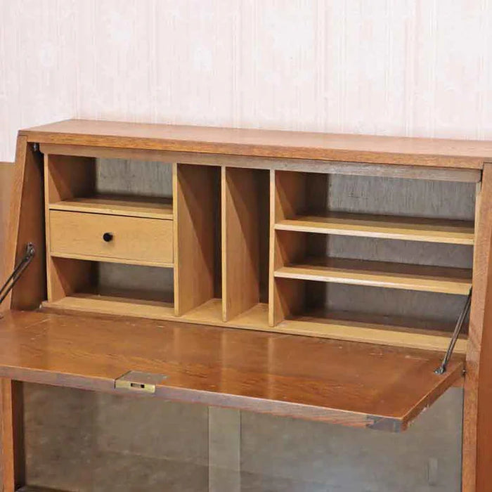 ヴィンテージ イギリス製 ライティングビューロー / ガラスブックシェルフ