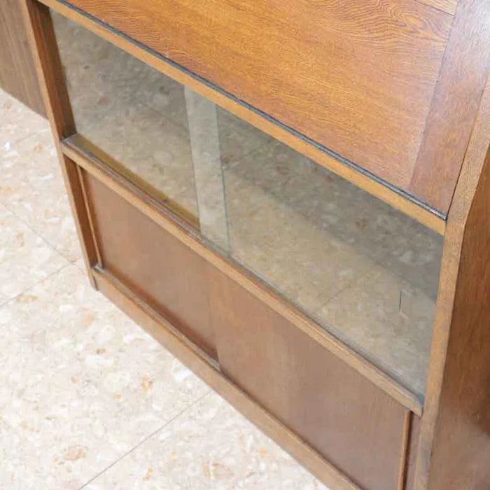 ヴィンテージ イギリス製 ライティングビューロー / ガラスブックシェルフ