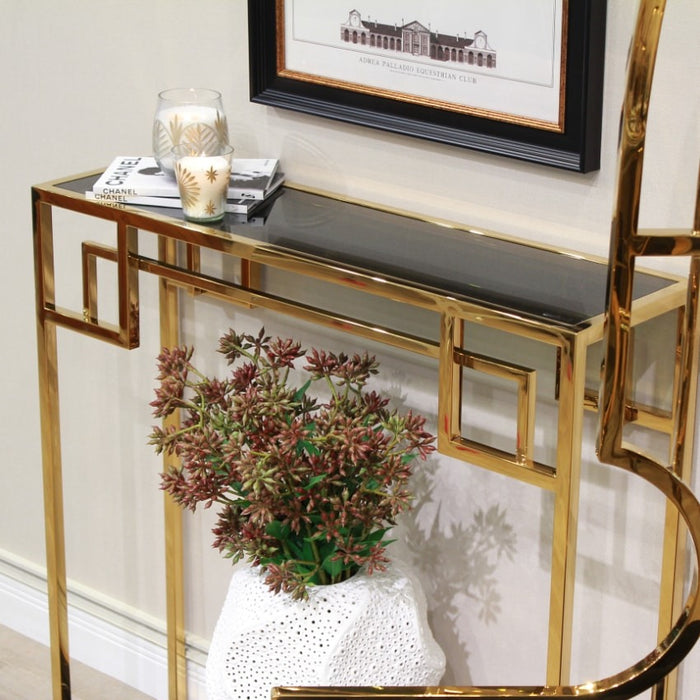 ガラス×大理石 コンソールテーブル ゴールド