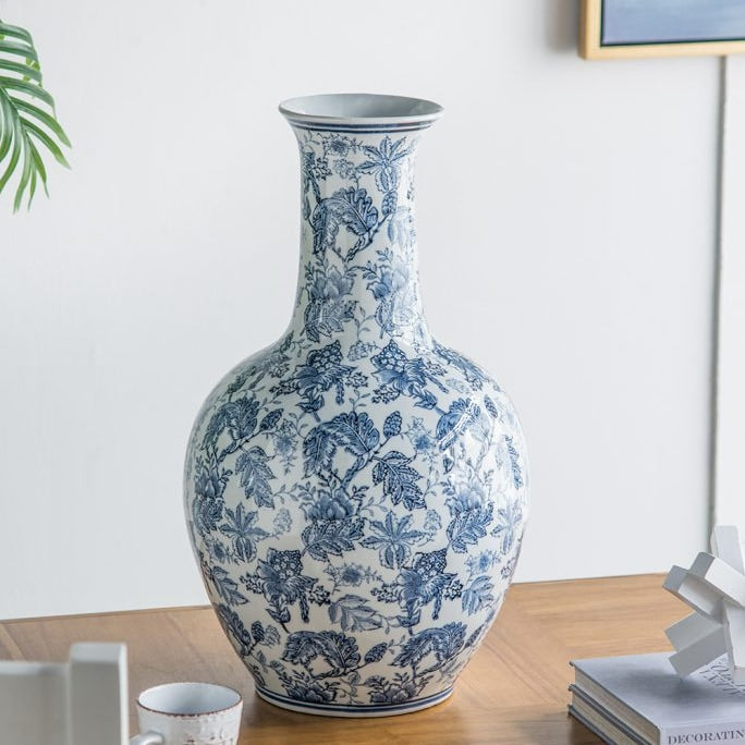 シノワズリ柄の花瓶 H60.5cm