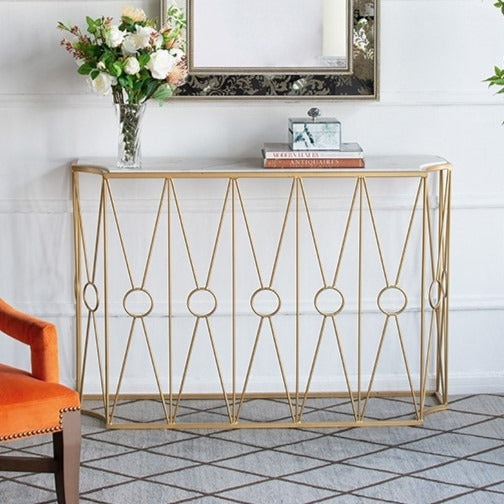 大理石×ゴールドアイアン コンソールテーブル 幅120cm