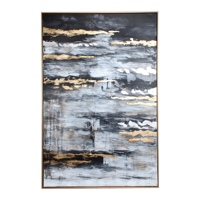 ゴールドとシルバーの雲海模様 モダンアートフレーム