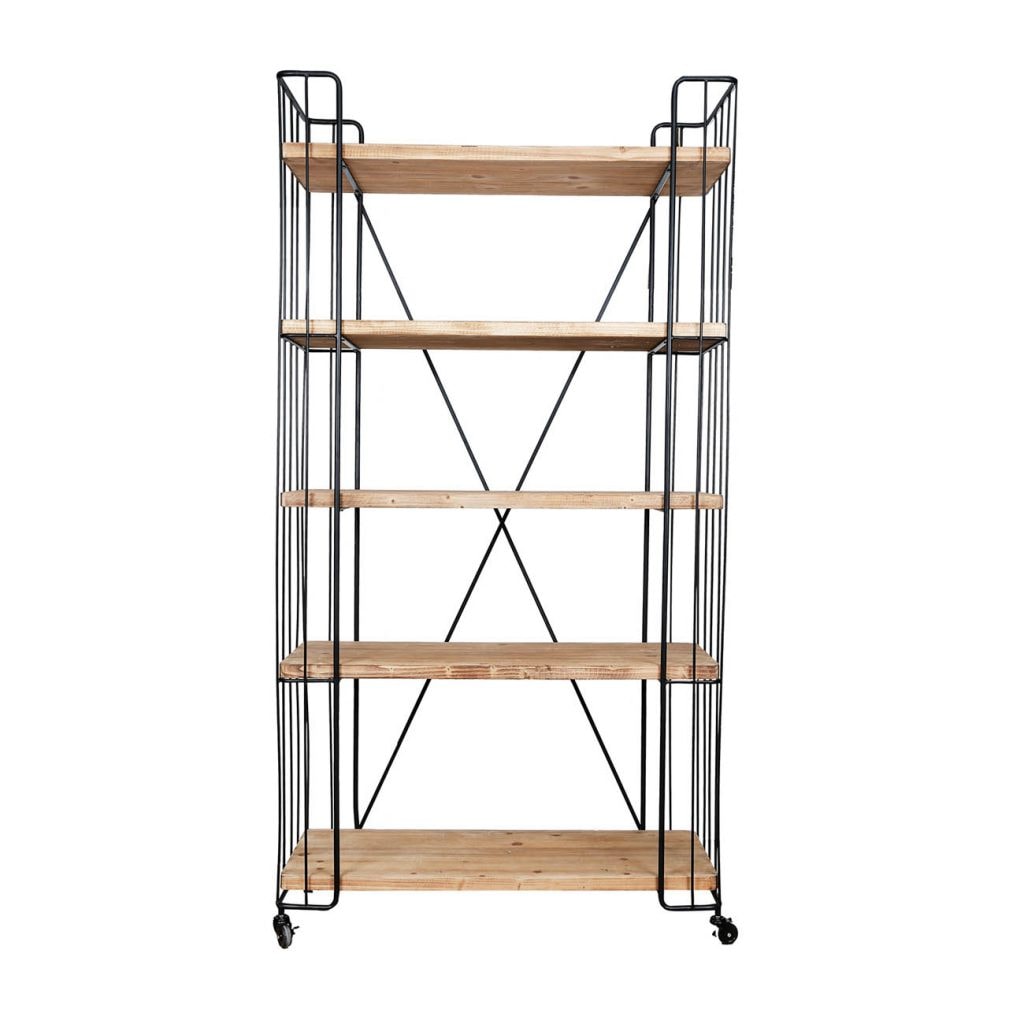 ブックシェルフ 5段 ウッド×アイアン | ホームインテリア萬里