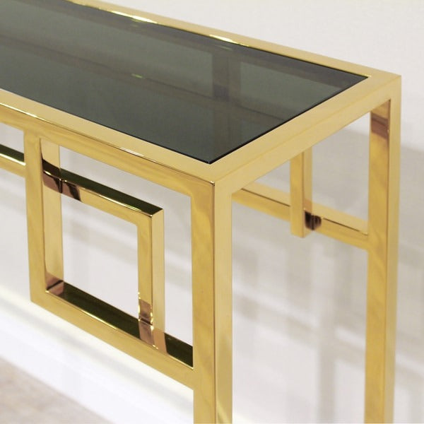 ガラス×大理石 コンソールテーブル ゴールド