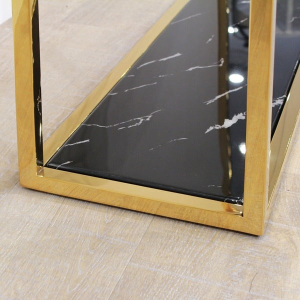 ガラス×大理石 コンソールテーブル ゴールド